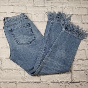 3x1 NYC Boho Fringed Straight Crop Ankle Jeans Stella Wash size 25